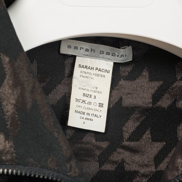 Sarah Pacini Black Metallic-Houndstooth High-Neck Mini Dress - Picture 7 of 8